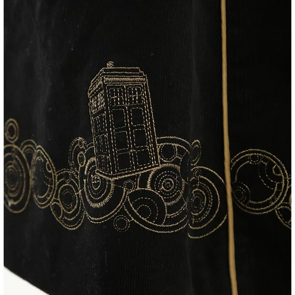 Doctor Who Hot Topic BBC Long Tardis Deep Navy Black Trench Long Coat NWT Medium - Picture 6 of 14
